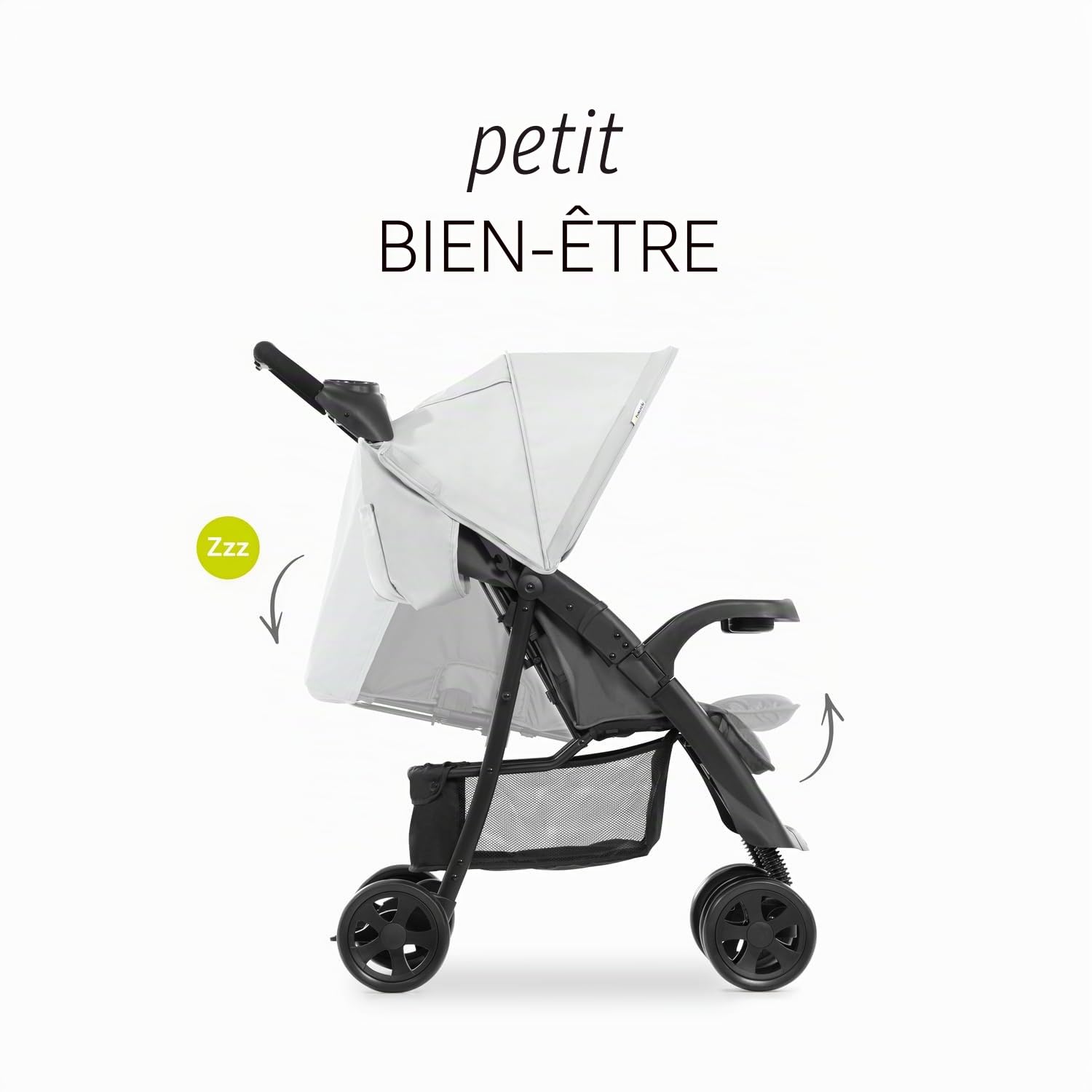 hauck Poussette Canne Compacte Shopper Neo II – dès la Naissance jusqu’à 22 kg, Position Allongée, Pliage Ultra Compact à Une Main, 2 x Plateau avec Porte-Gobelet, Grand Panier XL, Gris
