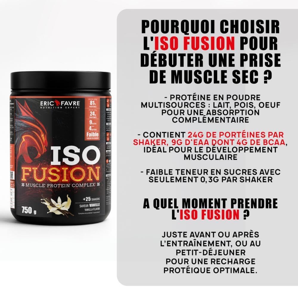 PACK MUSCLE SEC - Kit Starter Sèche, Protéines, Acides Aminés - Iso Zéro 100% Whey + BCAA 8.1.1 ZERO Vegan + Oméga 3 + Shaker 400ml - Eric Favre
