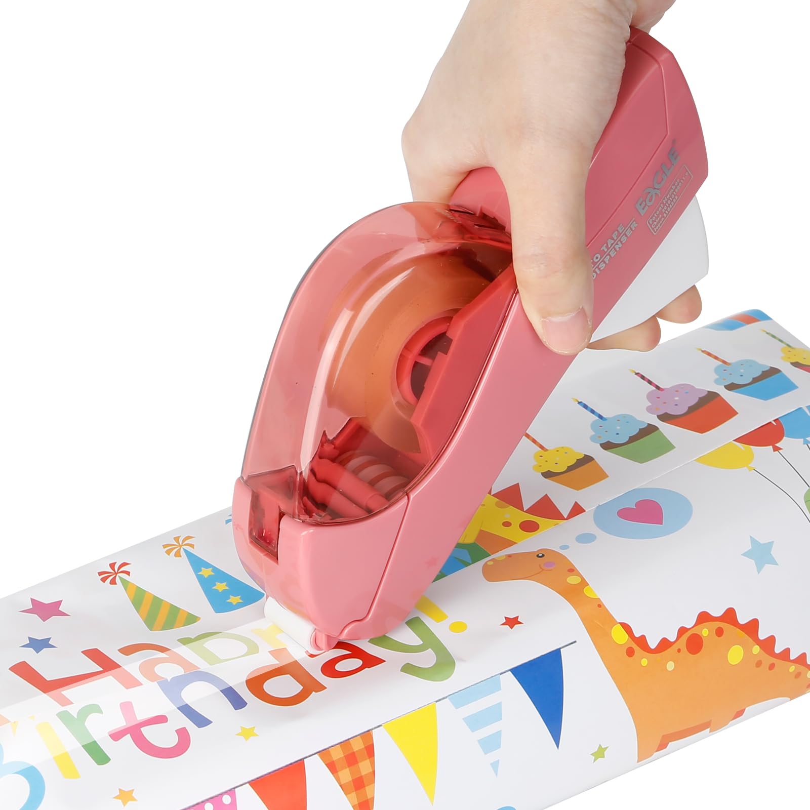 Eagle Automatic Tape Dispenser and Tape Gun with 1 roll 1/2 inch(12mm) and 1 roll 3/4inch (19mm) Tape (Pink) - Image 4
