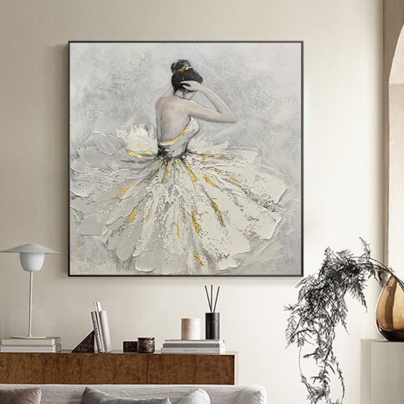 Peinture à l'huile ballerine pour un salon moderne au style esthétique et épuré