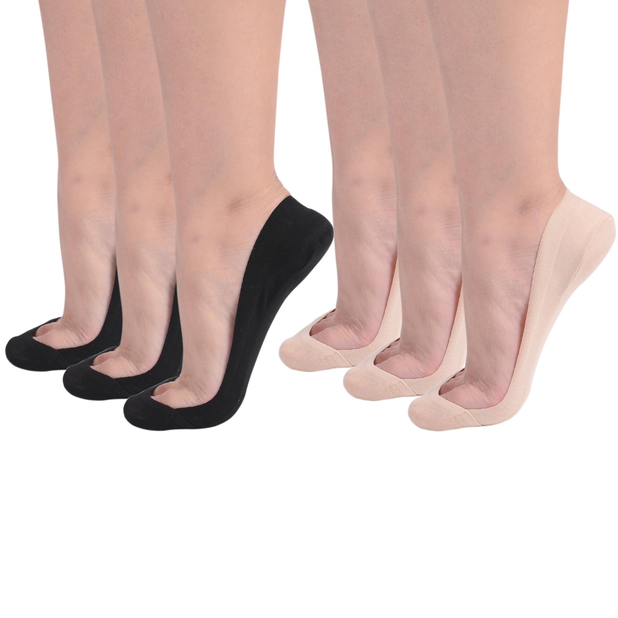 Flammi Women's TRULY No Show Ultra Low Cut Liner Socks Non Slip Summer Invisible Cotton Socks for Flats High Heels (6 Pairs Mixed)