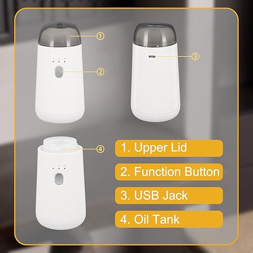 Miniatura 4 de Difusor sin agua para aceite esencial, máquina de aroma de aire portátil, difusores de aromaterapia recargables inteligentes con luz LED de 7