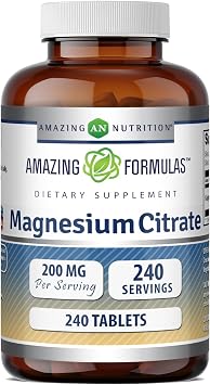 Amazing Formulas Magnesium Citrate | 200 Mg Tablets | Mineral Supplement | Non-GMO | Gluten Free | Made in USA 1 Pack, 240 Count