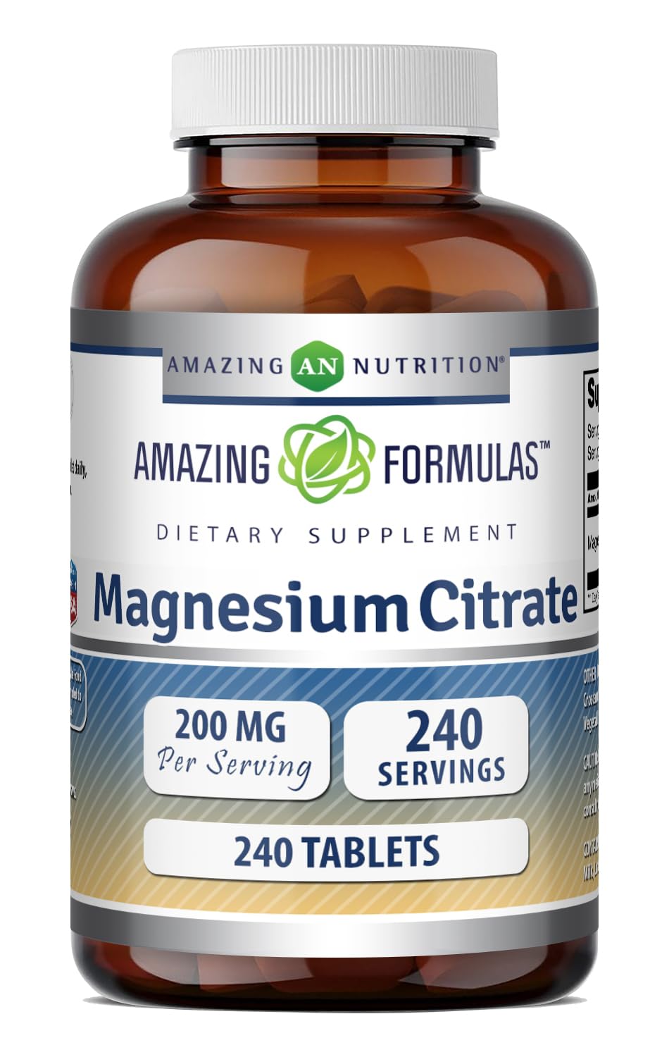 Amazing Formulas Magnesium Citrate | 200 Mg Tablets | Mineral Supplement | Non-GMO | Gluten Free | Made in USA (1 Pack, 240 Count) 240 Count 240 Count (Pack of 1)