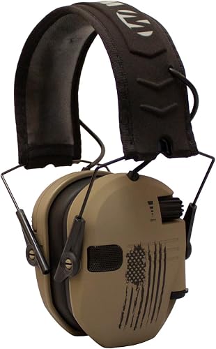 Walker's's Razor Slim Electronic Shooting Hearing Protection Muff (American Flag Distressed, Tan), Tan, One size