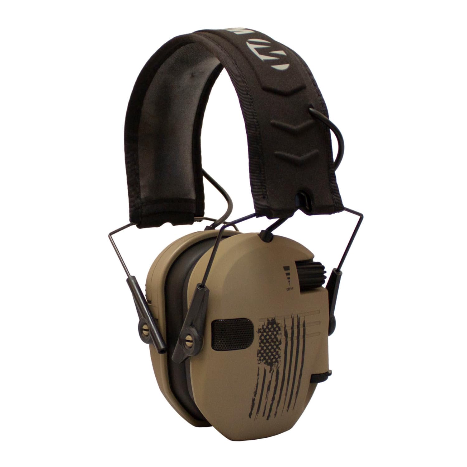 Walker's Razor Slim Electronic Shooting Hearing Protection Muff (American Flag Distressed, Tan)