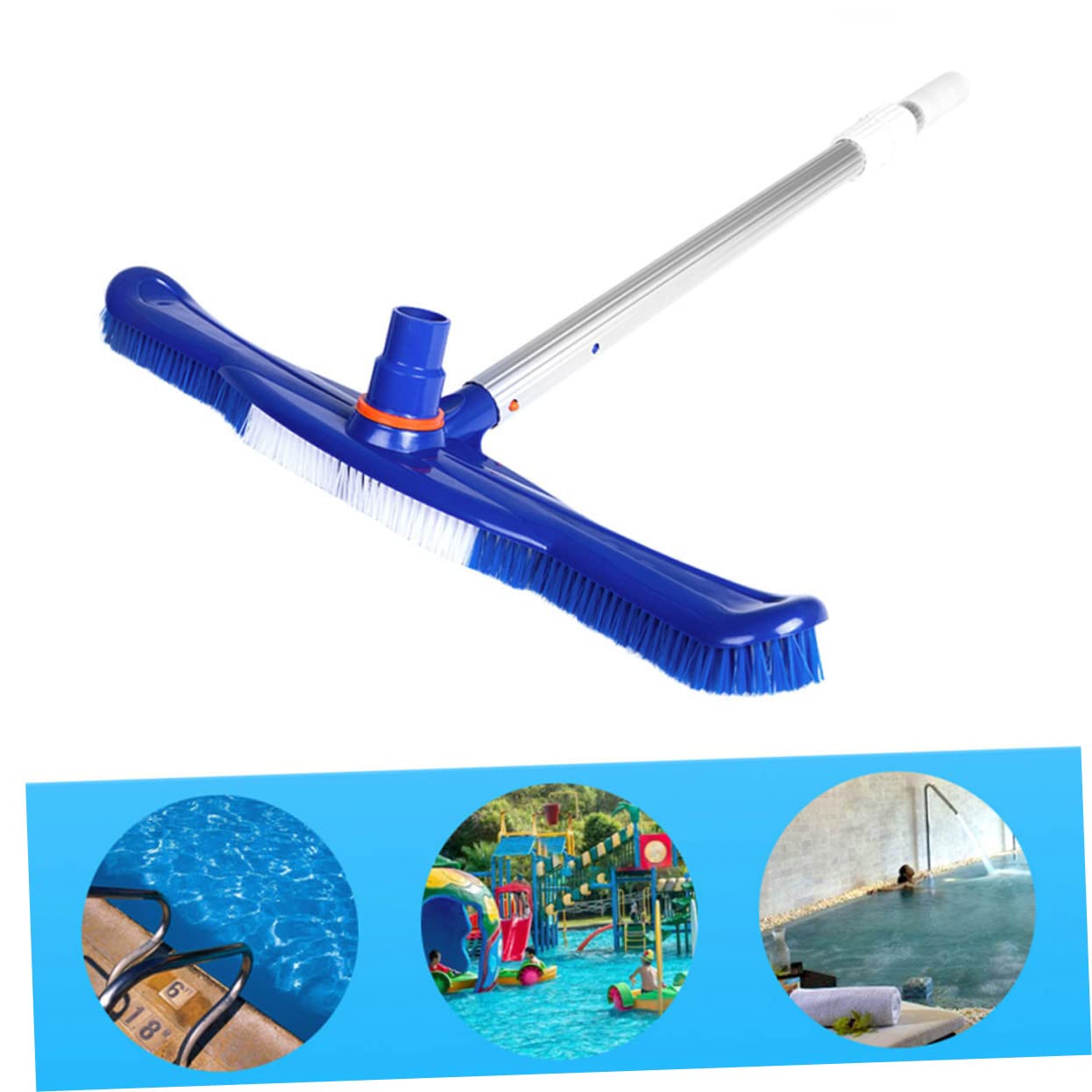 Brosse de Piscine 20 Pouces en Plastique, Robuste, Bleu | Vacances, Brosse de Nettoyage à Poils en Plastique, Accessoire Piscine pour Fond et Parois