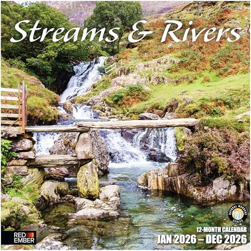 Image of RED EMBER Streams & Rivers 2026 Wall Calendar 12 Month | 12 inch x 24 inch Open | Thick & Sturdy Paper | Giftable | Nature Calendar 2026
