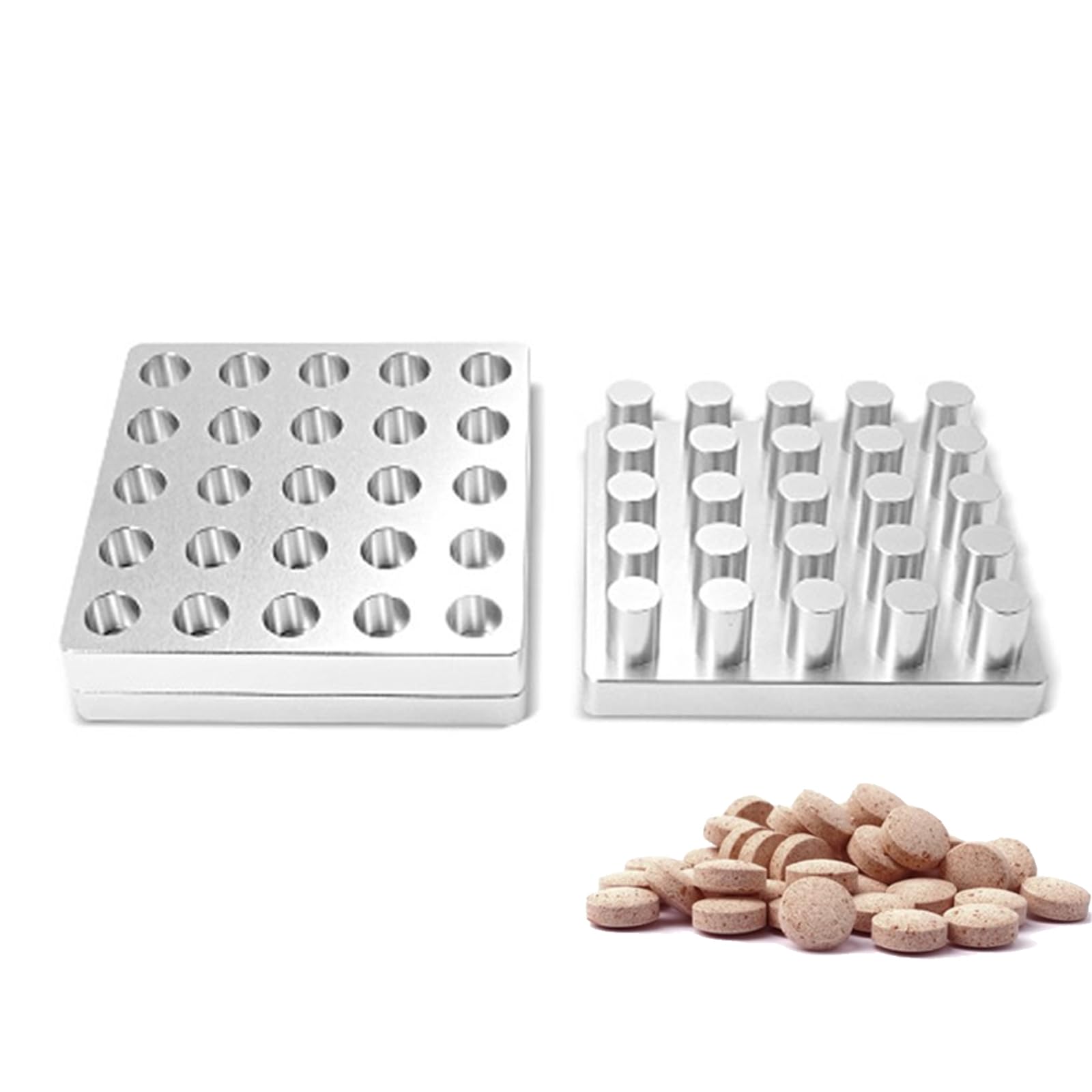 Stampo Manuale per Compresse per Pillole Strumento per la Produzione di Presse per Compresse in Polvere per Medicinali in Lega di Alluminio (25 Fori, Φ6mm)