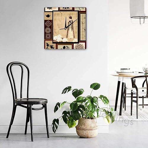 Miniatura 2 de Relojes de pared sin escala, reloj de pared cuadrado de retrato de mujer antigua china antigua, relojes de pared para cocina, oficina, reloj
