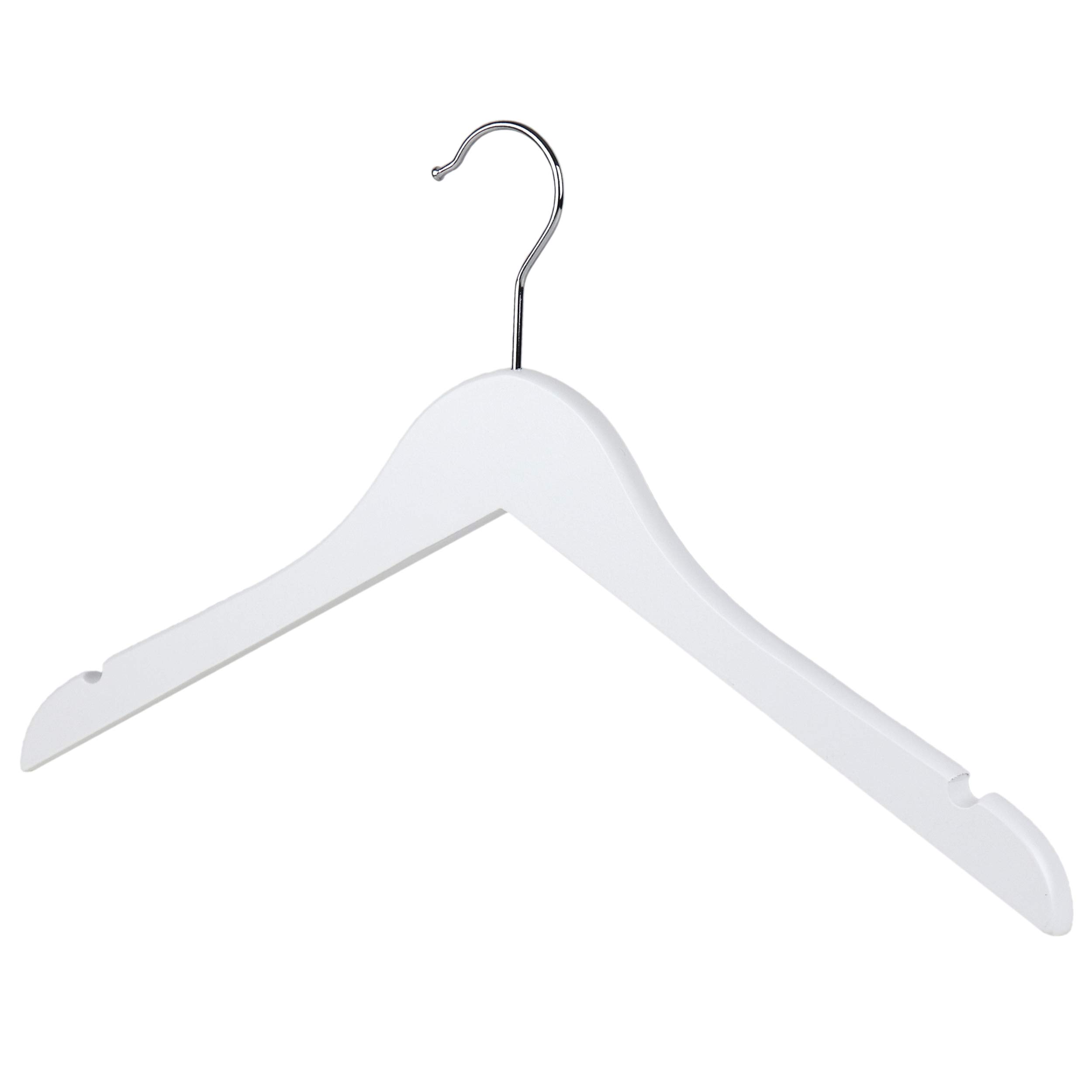 The Hanger Store 10 White Wooden Coat Hangers, Clothes Hanger For Tops, Shirts, Dresses, Blouses