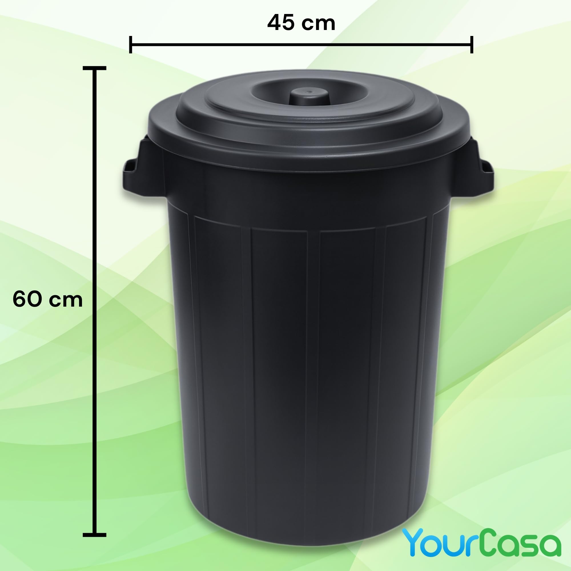 YourCasa Poubelle 70 L - Poubelle avec couvercle verrouillable - Poubelle avec poignées de transport pour jardin - Poubelle à nourriture ou récupérateur d'eau de pluie petit - Citerne à eau / Poubelle