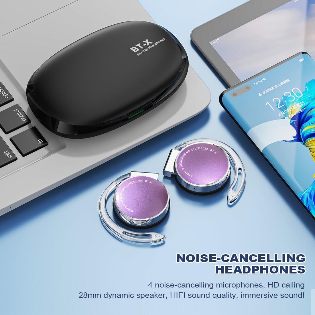 Earhook Bluetooth 5.3 Headphones Open Buds Wireless Earbuds Over Ear Hooks Bluetooth Headphones with Microphone Clip on Bluetooth Earphones On Ear Headphones with Earhooks - Image 6