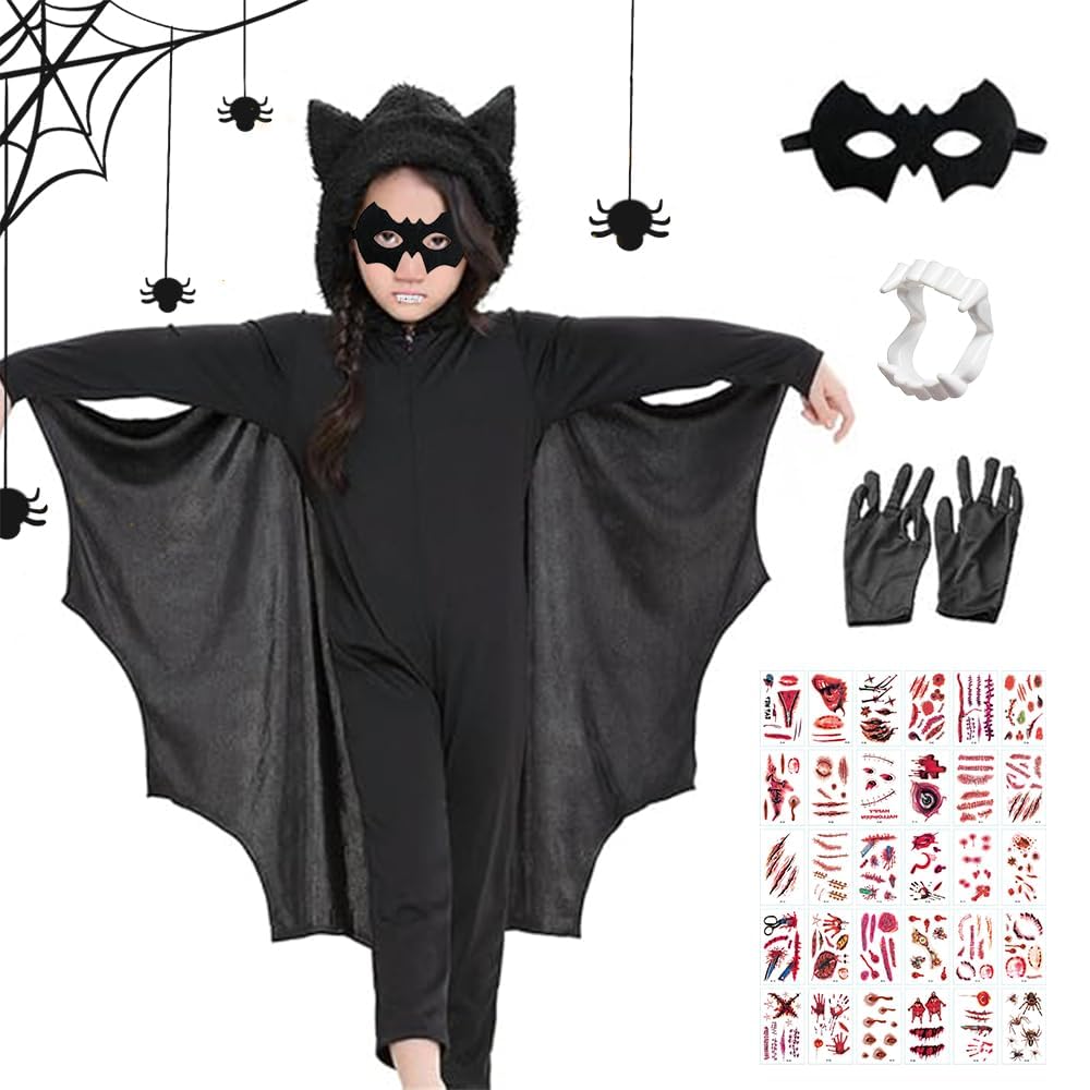 Wffeila Fledermaus Kostüm Für Kinder - Mit Rock Und Maske, Für Halloween & Karneval (Mädchen/Jungen)