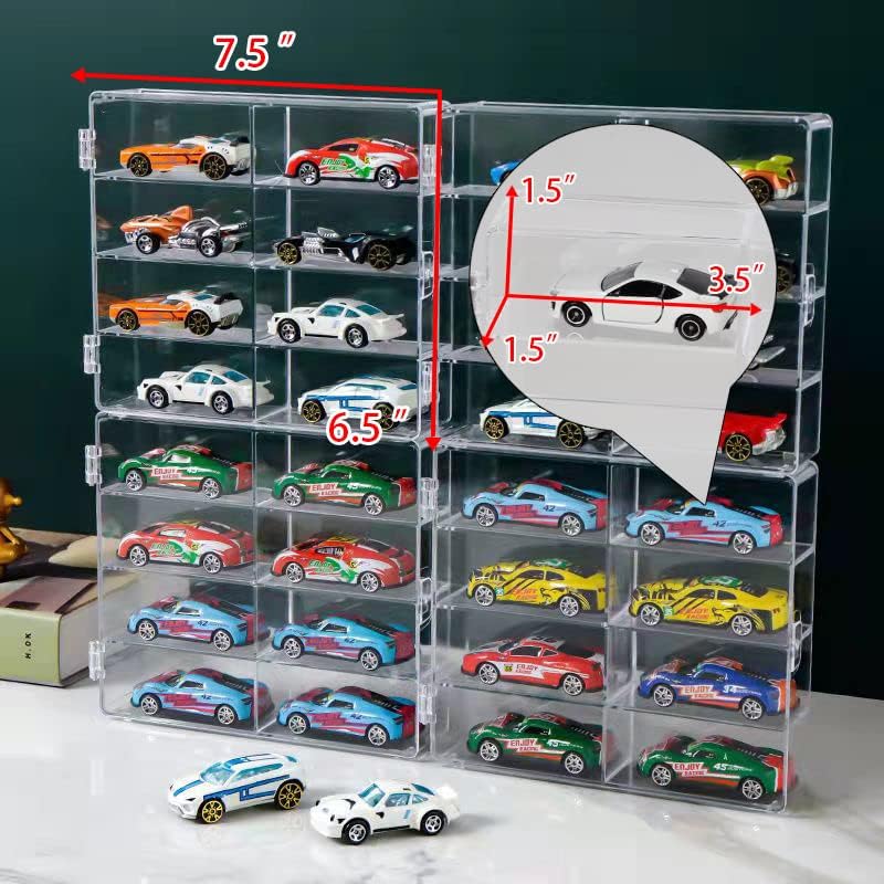 Miniatura 6 de YYDS Vitrina 164, organizador transparente de 8 compartimentos, vitrina de fósforos para mini coches, ruedas calientes, paquete de 4 vitrinas