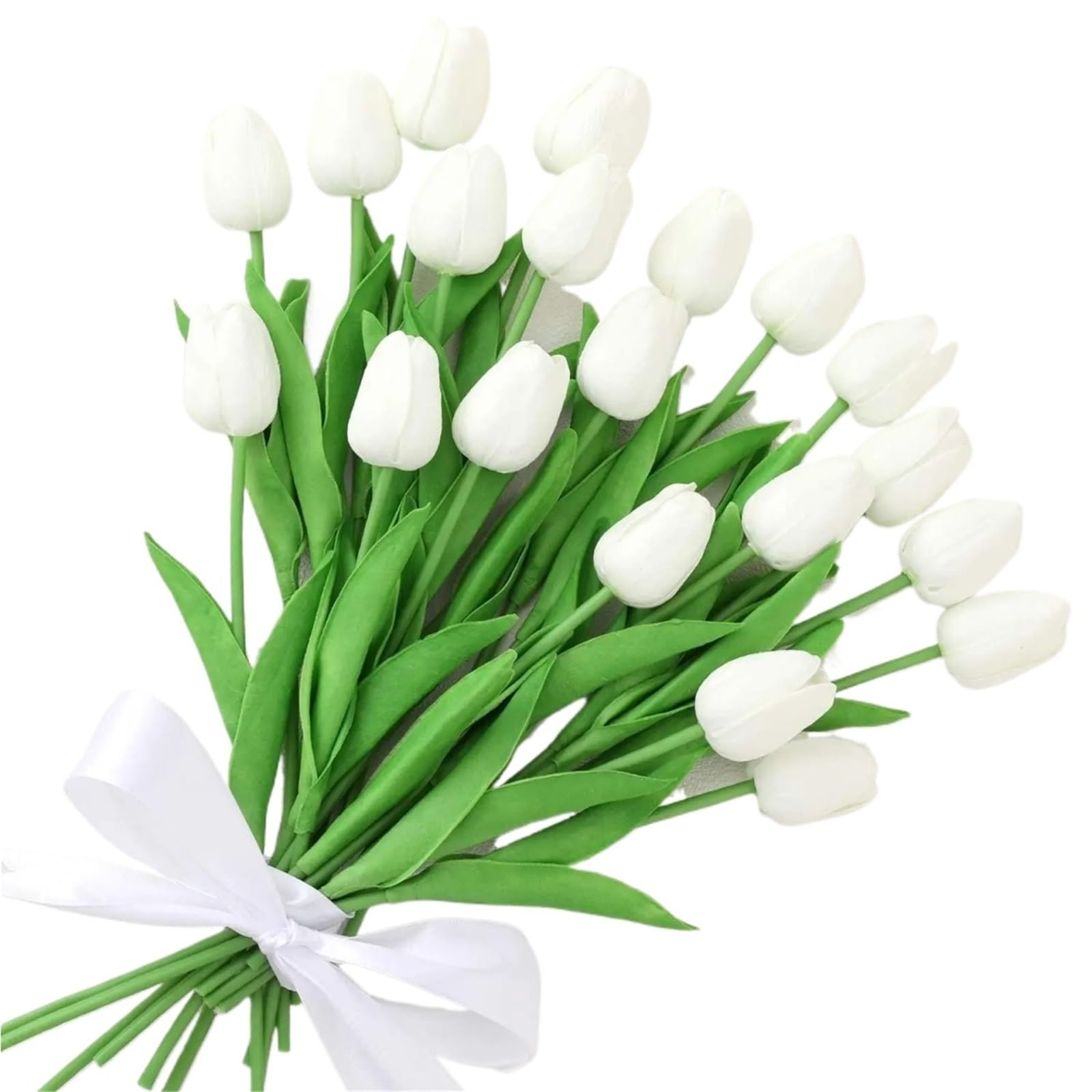 Dcrxz Artificial Flowers 10Pcs Tulip Flowers Artificial Tulip Bouquet PE Foam Fake Flower for Wedding Ceremony Decor Home Garden Bouquet Decoration(WHITE)