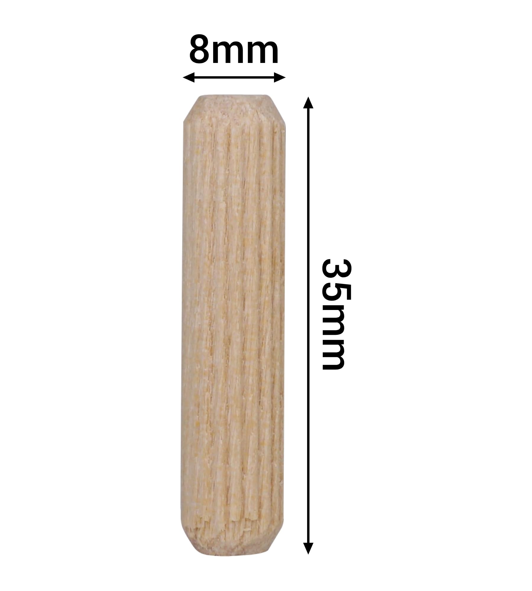SKIR'CO (200 pezzi) Tasselli in Legno 8 x 35 mm, Tappi in Legno Scanalati, Perni Scanalati per Mobili, Tasselli Scanalati