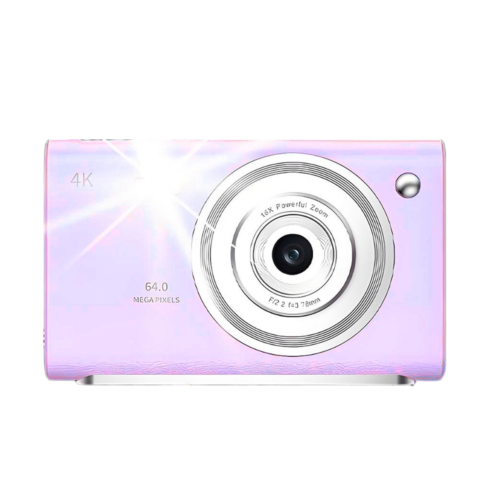 Fotocamera Digitale 4K per Vlogging e Fotografia, Doppio Autofocus da 64MP con Zoom Digitale 16X, Fotocamera da Viaggio Portatile con Trasferimento File Facile per Principianti e Viaggi