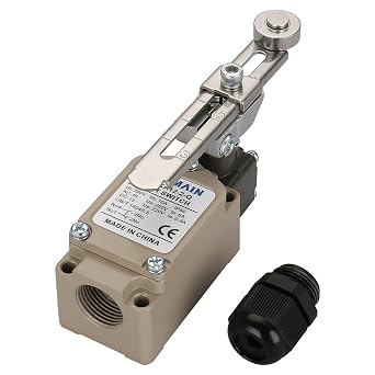 BAOMAIN WLCA12-2-Q Adjustable Roller Lever Limit Switch, SPDT 1NO 1NC Momentary Action, Waterproof IP66, 10A 380V AC for CNC Milling, Lathe, Machine Tools, Conveyors &Gate Control with Cable Gland