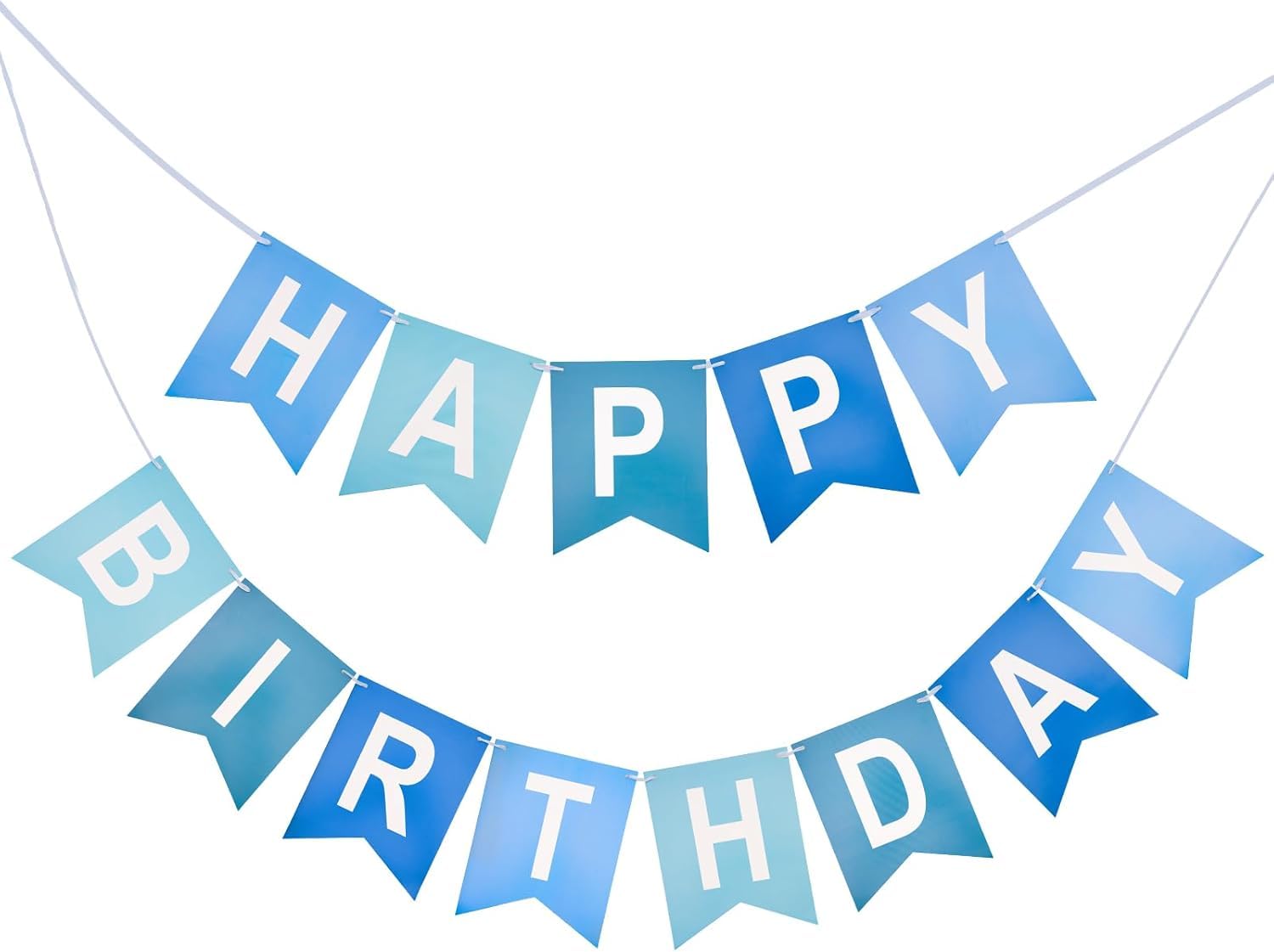 Happy Birthday Banner Birthday Party Banner NO DIY Happy Birthday Sign Pre-Strung Birthday Hanging Decoration for Women Men Girl Boy Party Supplies (Light Blue)
