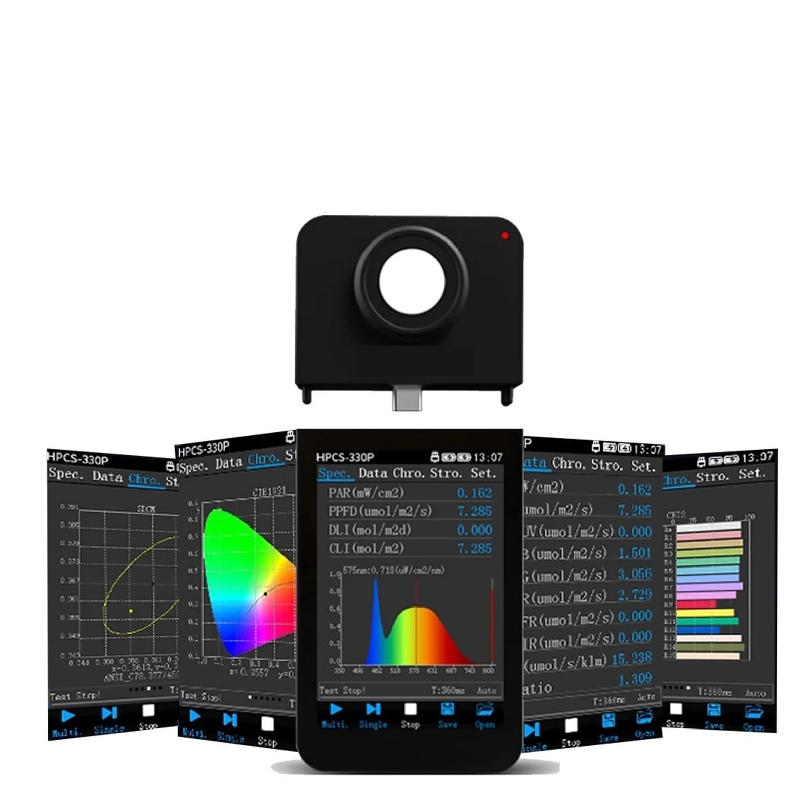 Mthckxjbsuz Hpcs330p Spectrometer Portable, Par Light Meter Hpcs 330P Spectrometer Ppfd Use For Grow Lighting