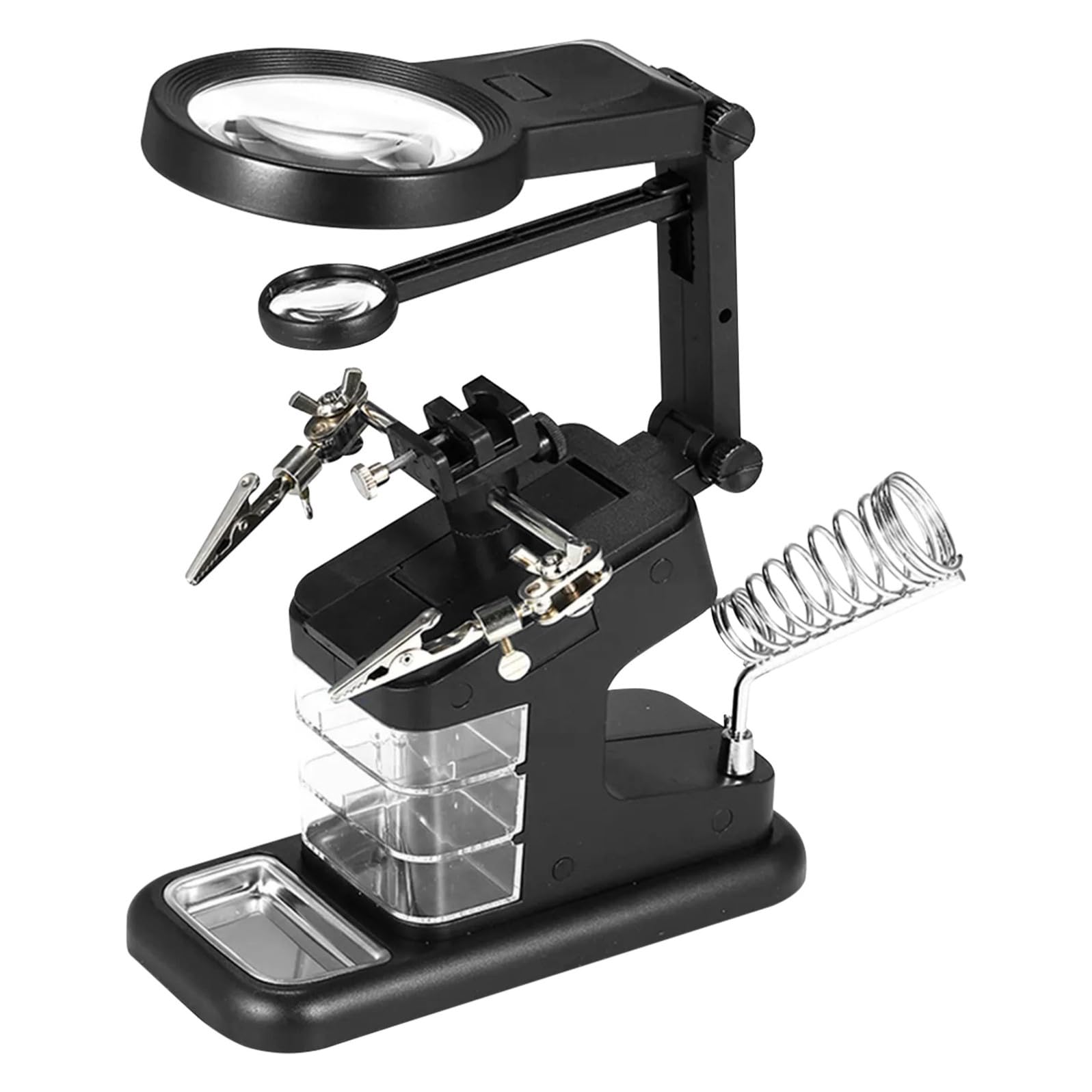 PRETYZOOM Morsetto USB per Saldatura 10 Luci Led, Lente di Ingrandimento, Materiale Abs e Metallo, Supporto Flessibile per Riparazioni Elettroniche e Saldatura