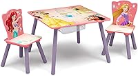 Delta Children Disney Princess Kids Table & Chair Set with Storage - 2 Chairs, Arts Crafts Snacks Homework for Toddlers 3+