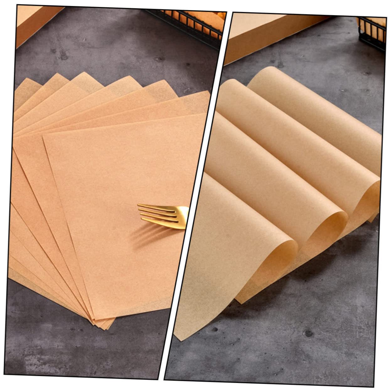 Papel Antigrasa para Alimentos de Papel Kraft Color Caqui 500 Hojas Absorbentes Compacto Adecuado para Hornear y Servir Bocadillos en Horno