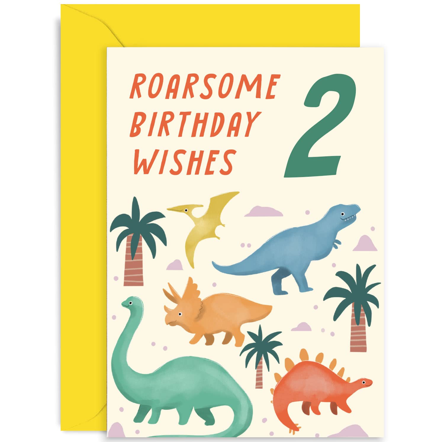 Old English Co. Fun Dinosaur Roarsome Birthday Wishes Card for Son Daughter - Birthday Year Old Birthday Card for Girl Boy | Dinosaur Gift for Birthday Party | Blank Inside with Envelope (3rd)