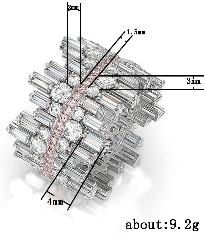 ENDLESSNESS & ETERNITY Large Full Eternity CZs Pink Simulated Diamond in the Middle Cocktial Ring hiphop Style14K Gold Plated Wedding Band Ring