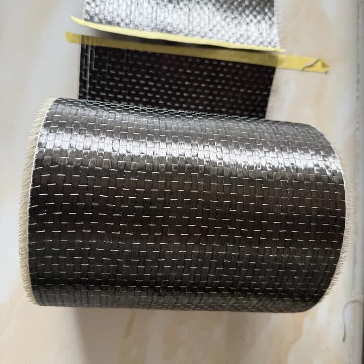 12K 8"/20cm Width 200gsm 3.4Gpa Carbon Fiber UD Uni-Directional Cloth Fabric Tap High Strength Repair Material (Wide 20cm, 1m)