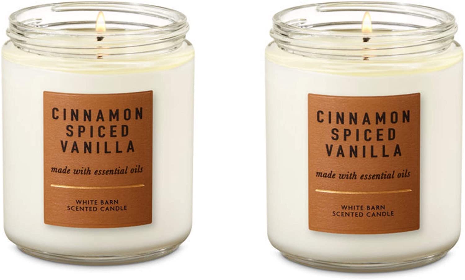 2 Pack Cinnamon Spiced Vanilla Single Wick Candle - 300g Each - Stress Relief Aromatherapy Scented Candles