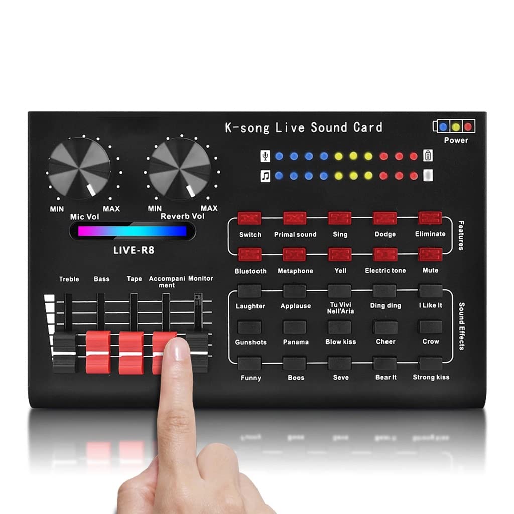 R8 Voice Changer Sound Mixer Board für Live-Soundkarte, mehrere Soundeffekte, Audio-Mixer