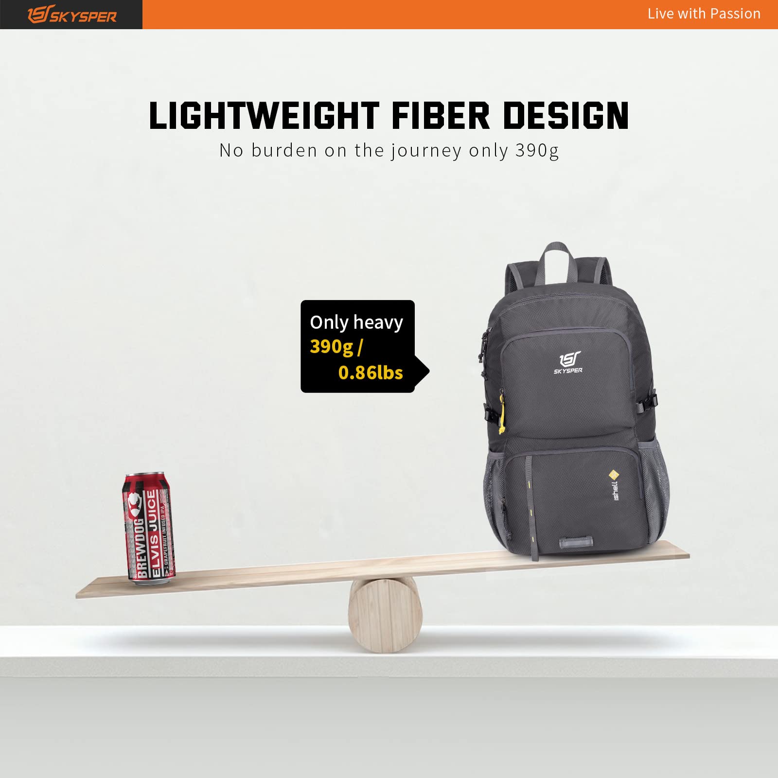 SKYSPER Zaino Ultraleggero Pieghevole, Zaino Ripiegabile 30L Resistente all'Acqua con Strisce Riflettenti Zaino da Trekking per Hiking Escursione Viaggio Uomo Donna
