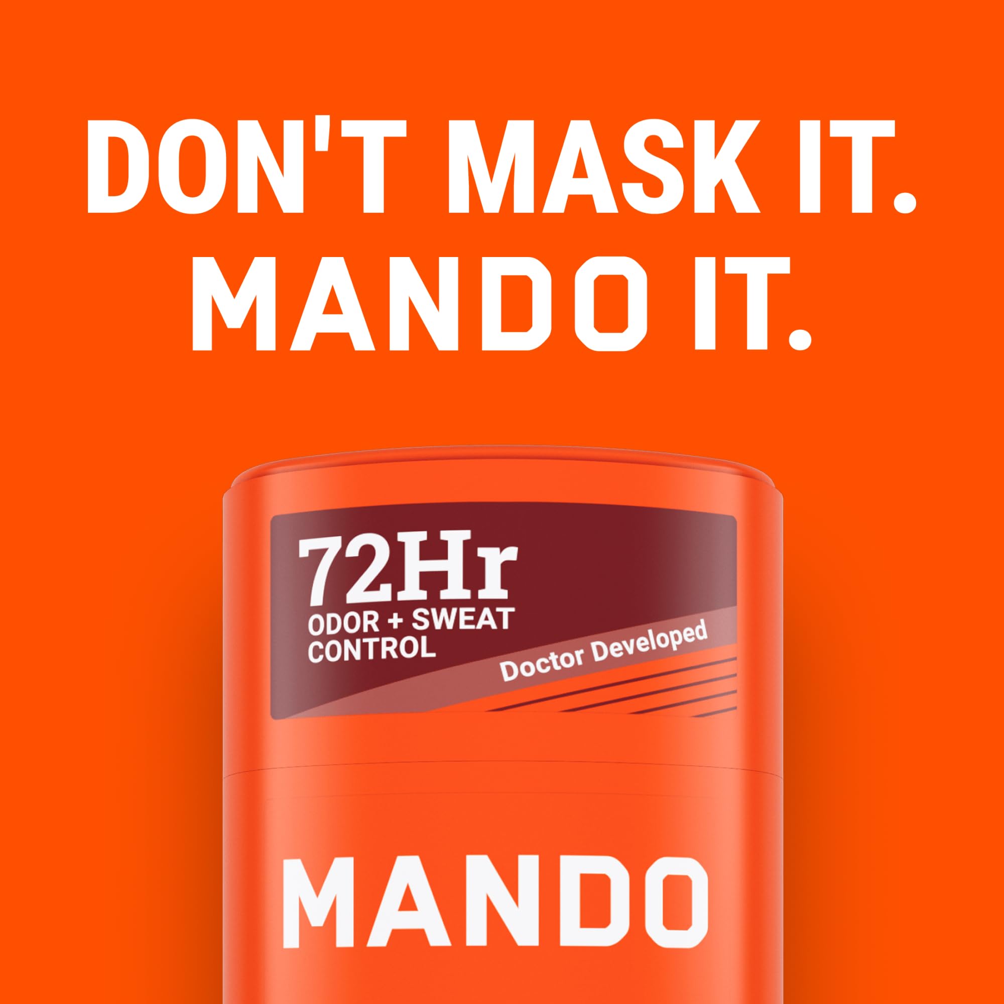 Mando Antiperspirant Deodorant Sweat and Odor Control for Men – Extra Strength Smooth Solid Stick – 72 Hour Performance – Baking Soda Free, Skin Safe – 2.6 oz – Bourbon Leather – Pack of 2