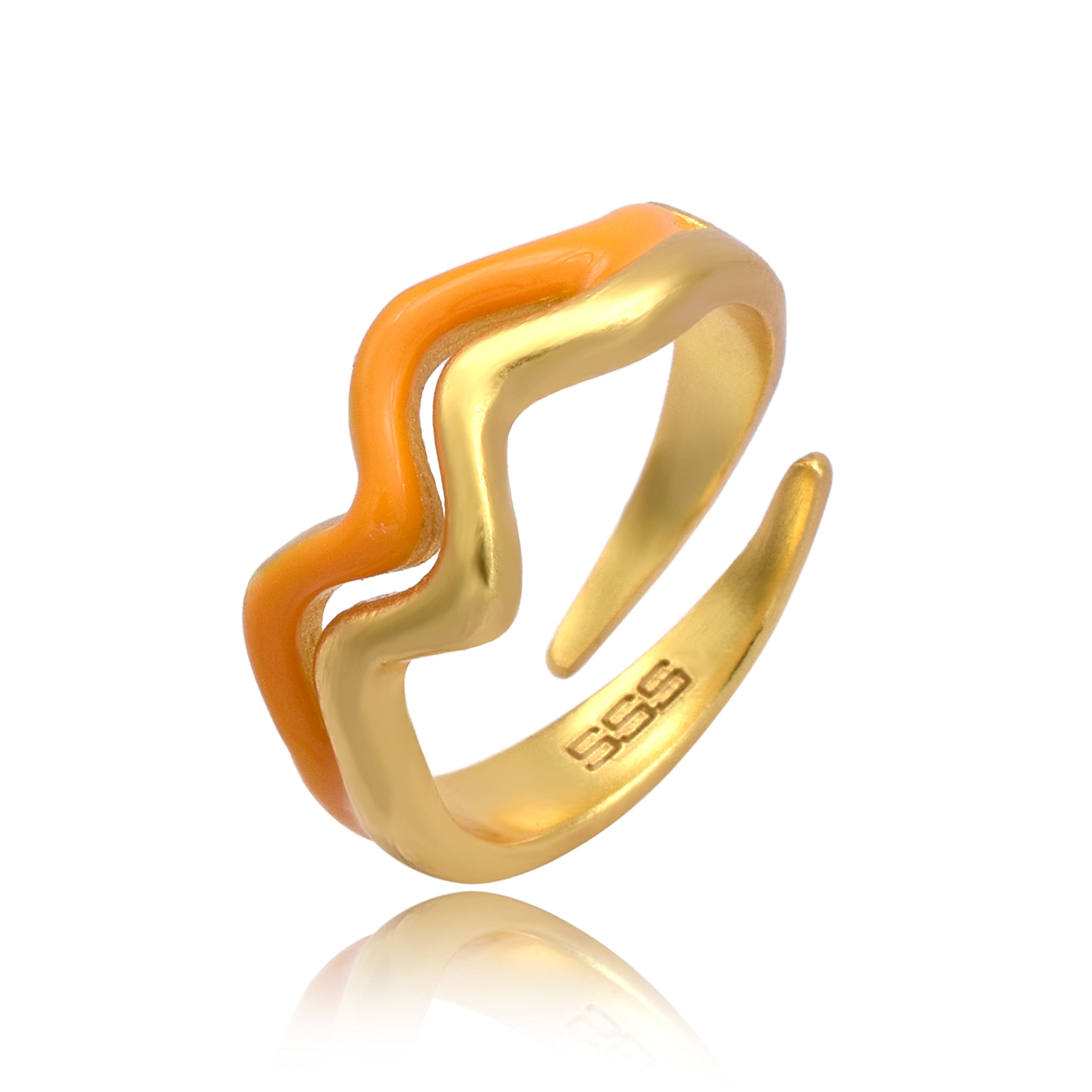 SILVERSMITH'S STUDIOEnamel Wiggly Ring Orange statement rings 925 rings funky rings enamel rings gold plated rings Korean Fashion