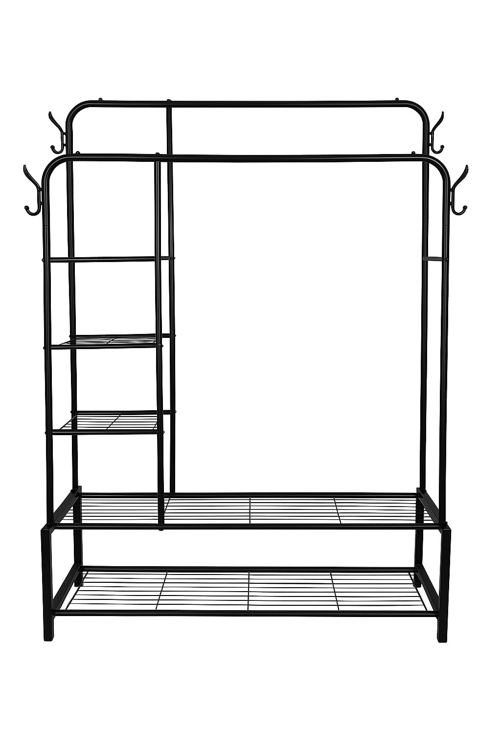 Heavy Duty Garment Rack Clothes Rack, Adjustable Clothing Rack Organizer, Single or Double Rail Hanging Rack with Optional Wheels & Shelves for Bedroom, Laundry, Closet & Retail Store (STYLE 8)