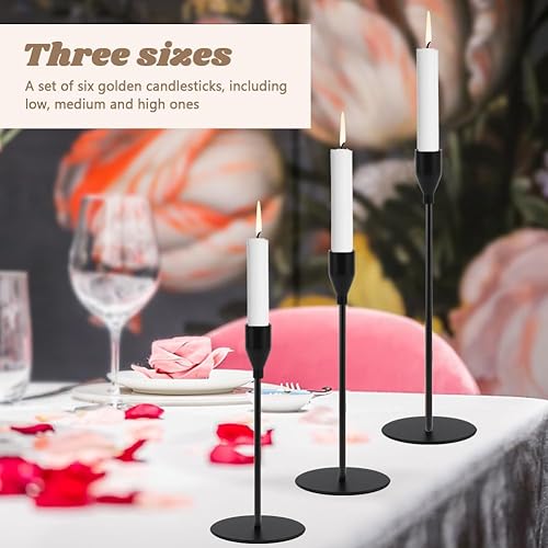 Miniatura 6 de 6 portavelas de metal, elegante soporte de palitos de vela cónicos vintage, aleación de aluminio inoxidable con base antideslizante, regalo perfecto