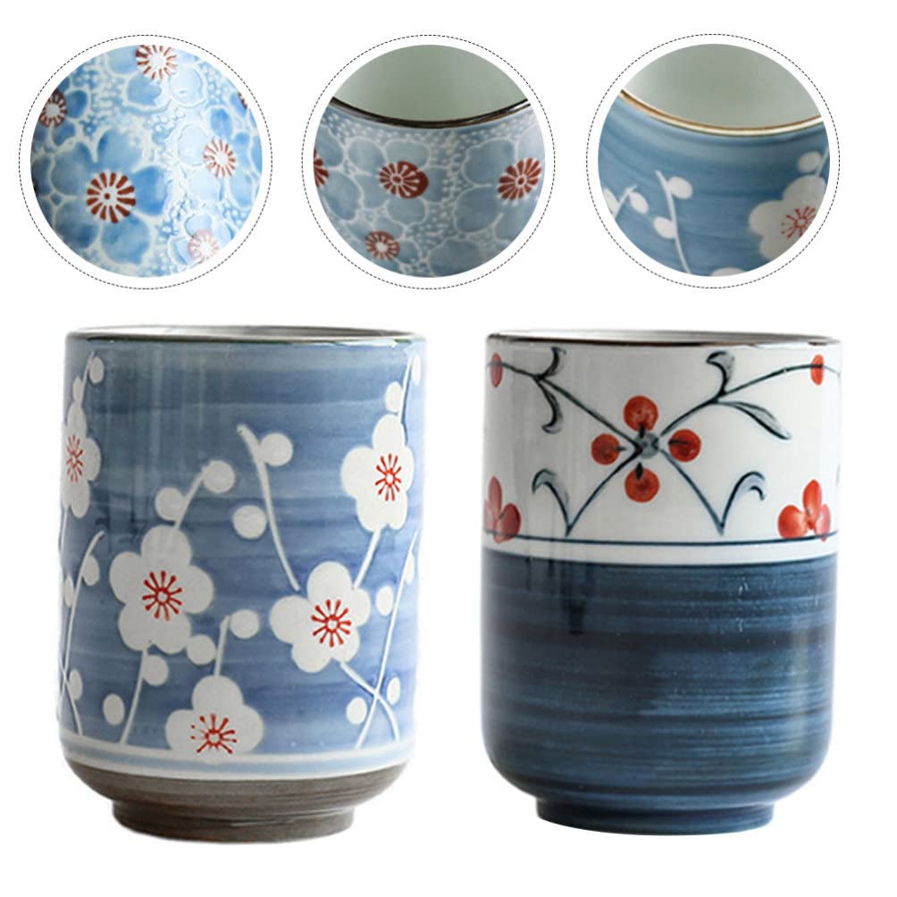 UPKOCH 2 Tasses À Thé Japonaises En CéRamique 3.15In Motif Peint RéSistantes À La Chaleur Pour Thé Et Infusions Service De Table ÉLéGant Et Pratique
