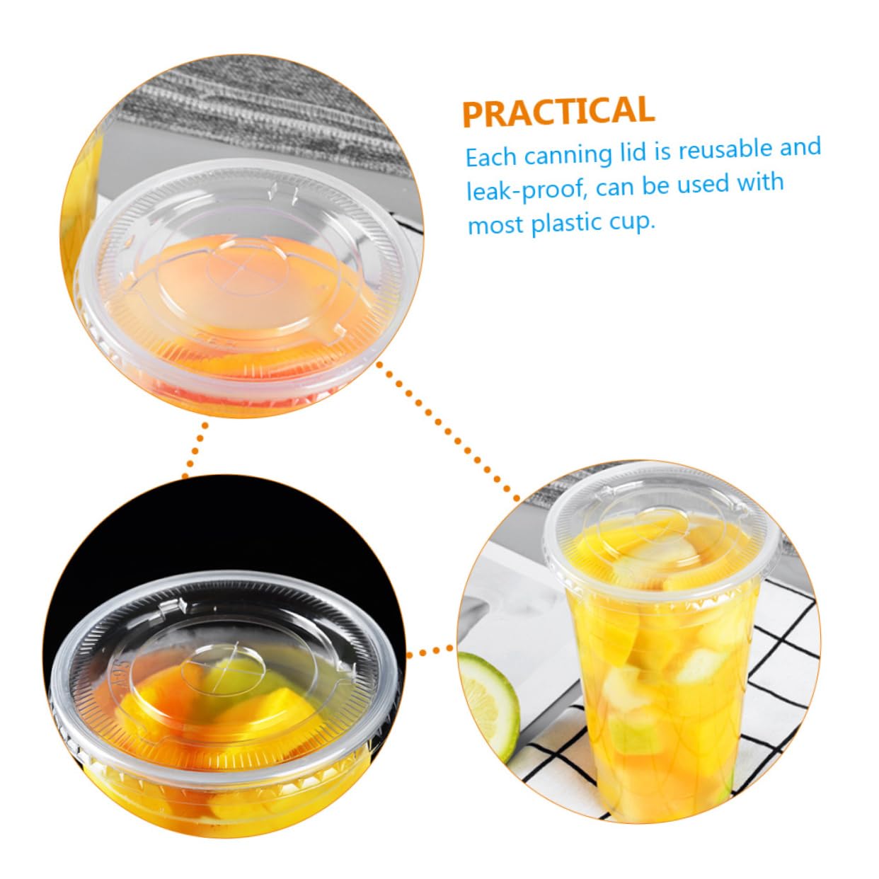 Ipetboom Reusable Flat Lids for Cups 100pcs Compact Beverage Cup Lids Leakproof Drink Cover