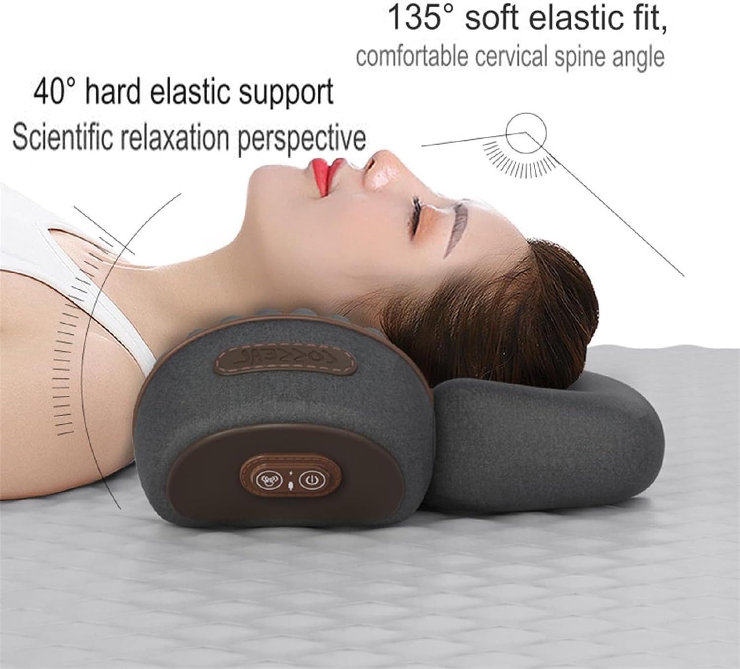 CallixeThera Kissen, CallixeThera Kissen Massage, Callixe Nackenkissen, Beheiztes Massage Nackenkissen, Ergonomisches Massagekissen für Nacken, Einstellbares Memory-Schlafkissen (Grau, 3Funktionen)