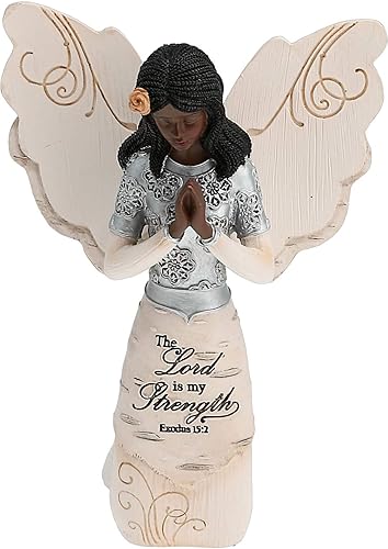 Pavilion Gift Company Elements 82324 - Figura coleccionable de oración, ébano arrodillado y ángel rezando, 5-12 pulgadas