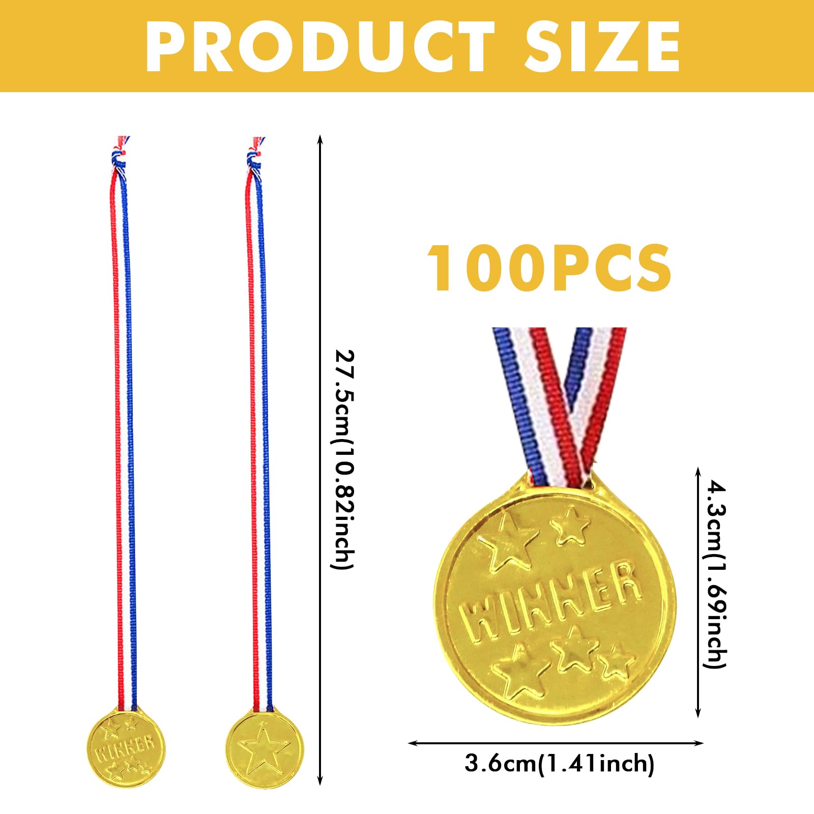 100 medaglie sportive: medaglie vincenti, set di medaglie per bambini, medaglie d'oro per bambini, super medaglie, feste di compleanno per bambini, regalo per sport, feste, premi
