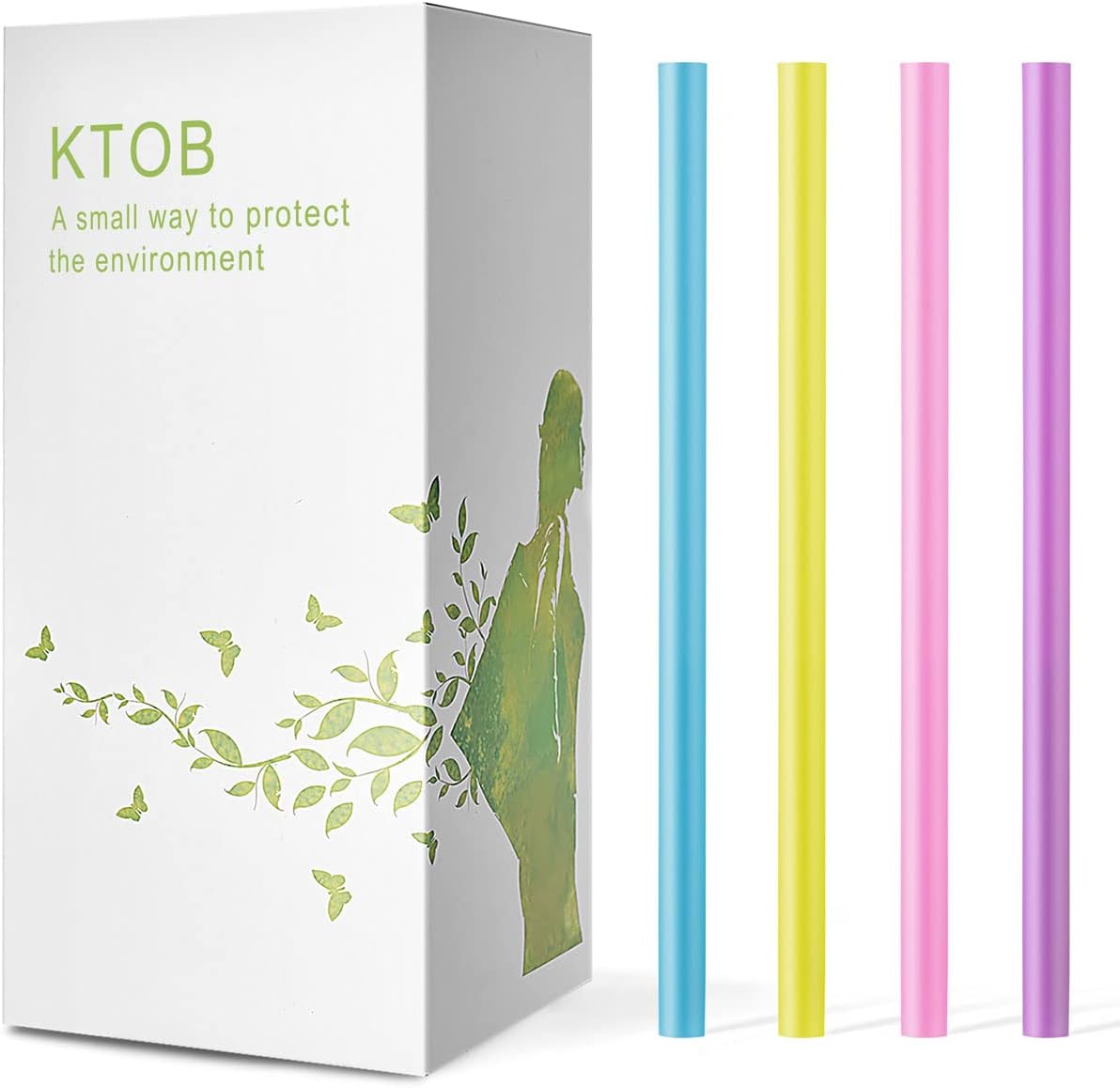 100 Count 100% Compostable PLA Jumbo Smoothie Straws-2/5" Wide X 8 1/4" Long KTOB Biodegradable Colorful Disposable Drinking Straws-Eco Friendly Plant-Based Plastic Milkshake Straws