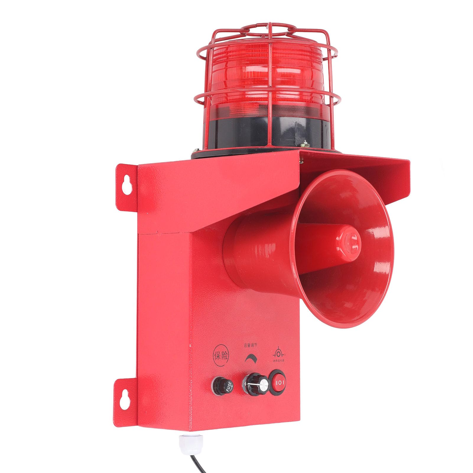 LED Strobe Horn Alarm, High Brightness Volume Adjustable IP65 60W Wall Mounted Industrial Siren Alarm 130db for Shopping Mall (DC12V)