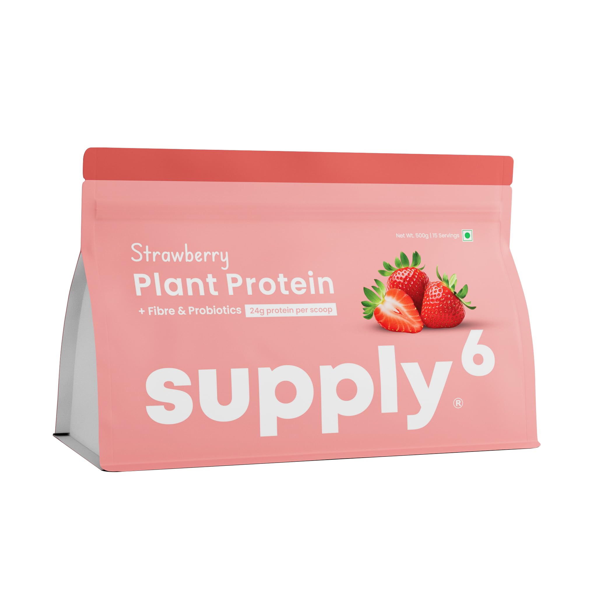 Supply6 Plant Protein | 24g Vegan Protein with Probiotics & Fibre | Complete Amino Acids | Gut-Friendly, Zero Sugar, No Chalkiness | Delicious Taste (500g, Strawberry)-image-49