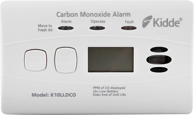 Kidde 10LLDCO Ten Year Life Digital Display Carbon Monoxide Alarm with Sealed Lithium Battery