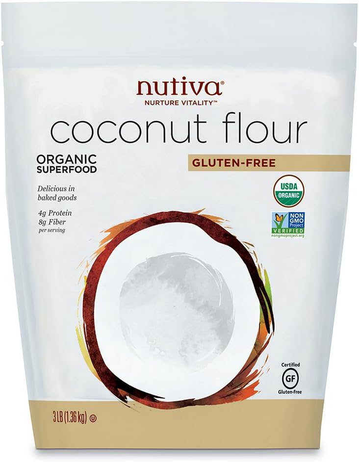 Nutiva Organic, non-GMO, Gluten-free, Unrefined Coconut Flour, 3-pound