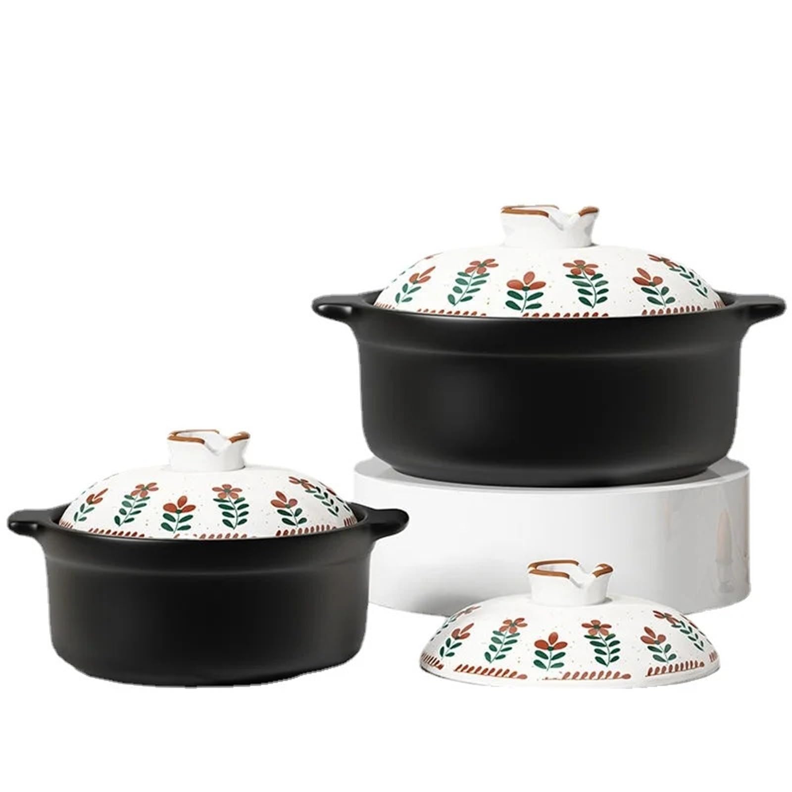 Casseruola in Ceramica con Bocca Larga, Antiaderente, Ideale per stufati e zuppe (Nera, 3,0 l)