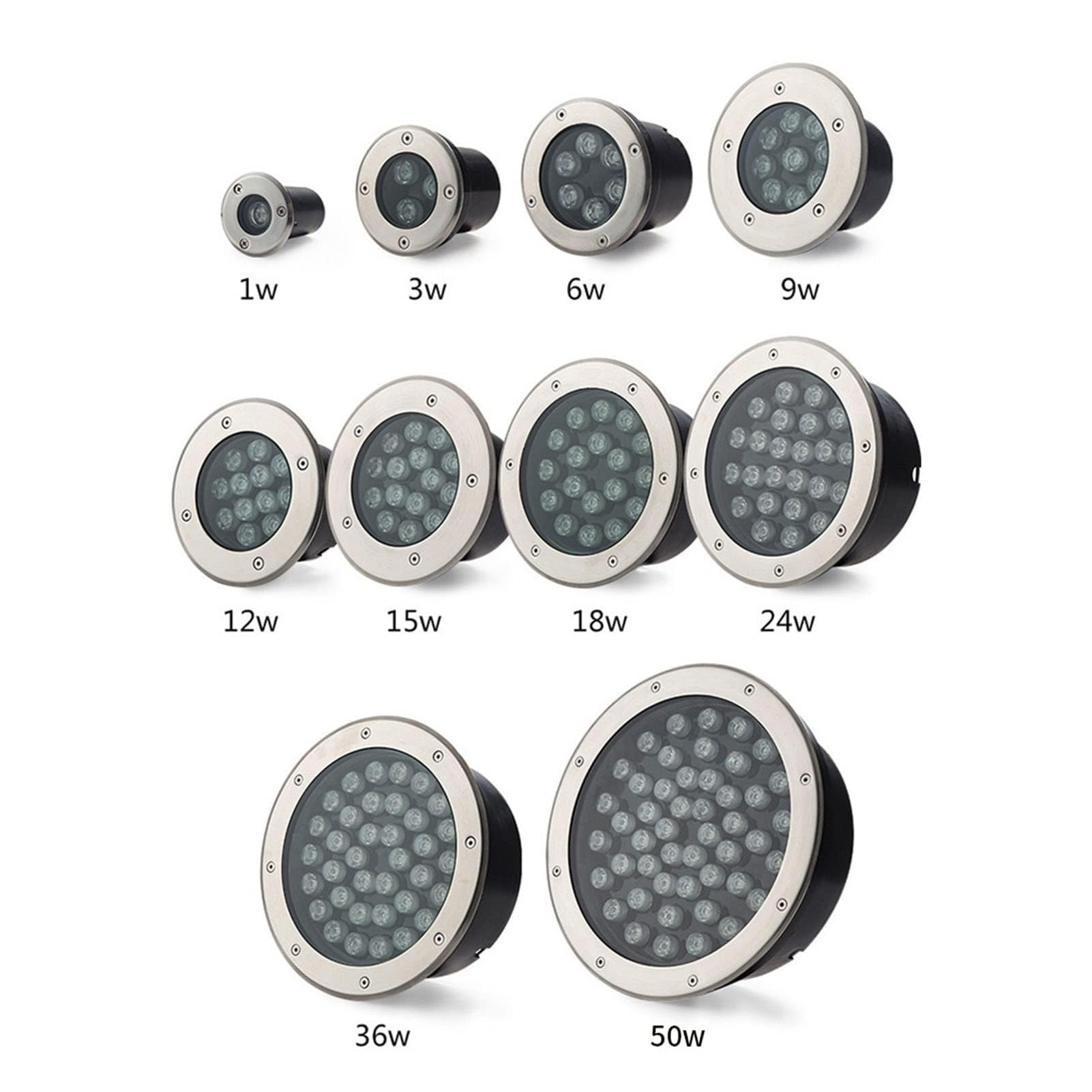 Okrągły reflektor podziemny na dziedzińcu - zewnętrzne oświetlenie krajobrazowe, LED wpuszczane reflektory naziemne, IP65 niskonapięciowe oświetlenie podziemne LED, do ogrodu, na ścieżkę, wille